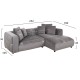 ΚΑΝΑΠΕΣ ΓΩΝΙΑ 3-ΘΕΣΙΟΣ FB93280.03R ΓΚΡΙ ΥΦΑΣΜΑ 252x105-160x70-90Υεκ.