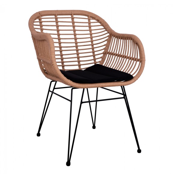 ΠΟΛΥΘΡΟΝΑ ΜΕ ΜΑΞΙΛΑΡΙ ΜΕΤΑΛΛΙΚΗ FB95450 ΜΕ WICKER ΜΠΕΖ 57,5x59x81Υ εκ.