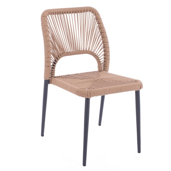 ΚΑΡΕΚΛΑ ΑΛΟΥΜΙΝΙΟΥ ΓΚΡΙ ΜΕ P.E.TWIST RATTAN ΜΠΕΖ FB95770.02 45x63x82Υ εκ.