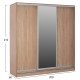 ΝΤΟΥΛΑΠΑ 3ΦΥΛΛΗ ΣΥΡΟΜΕΝΗ ΜΕ ΚΑΘΡΕΠΤΗ SONAMA OAK FB92435  200X60X210Υεκ