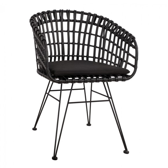 ΠΟΛΥΘΡΟΝΑ ΤΥΠΟΥ ΦΩΛΙΑ ΜΕΤΑΛΛΙΚΗ FB95456.02 ΜΕ WICKER ΜΑΥΡΟ 59Χ56,5Χ83Υ εκ.