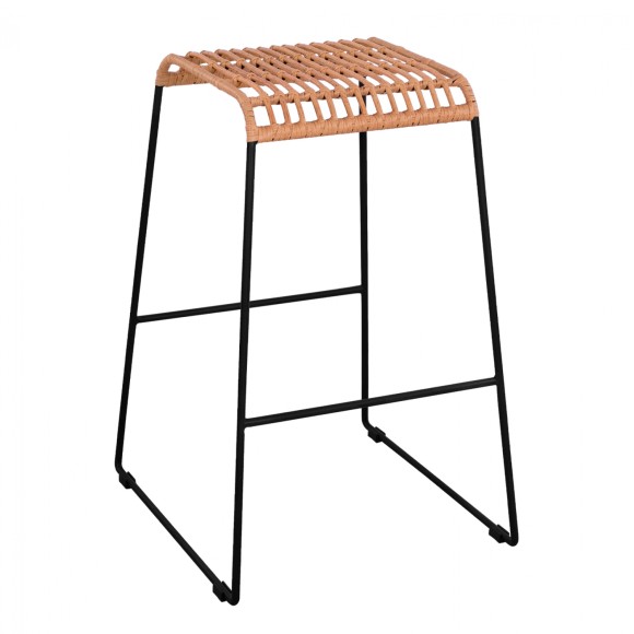 ΣΚΑΜΠΟ ΜΕΤΑΛΛΙΚΟ FB95641 ΜΕ WICKER ΣΕ ΜΠΕΖ ΑΠΟΧΡΩΣΗ 49x50x76 εκ.