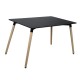 ΤΡΑΠΕΖΙ FB98697.02, μαύρο MDF, ξύλινα πόδια οξιά, 160Χ90X74Υεκ.