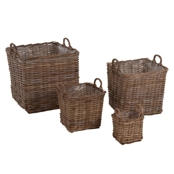 ΣΕΤ ΔΙΑΚΟΣΜΗΤΙΚΑ ΚΑΛΑΘΙΑ FB99657 4ΤΜΧ ΑΠΟ KUBU RATTAN ΣΕ ΓΚΡΙ 52x52x50-57Υεκ.