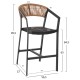 ΣΚΑΜΠΟ ΑΛΟΥΜΙΝΙΟΥ FB95892.15 ΜΕΣΑΙΟΥ ΥΨΟΥΣ RATTAN & TEXTLINE ΜΑΥΡΟ ΜΠΕΖ 55x56,5x99Υ