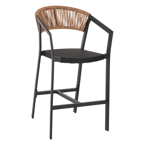 ΣΚΑΜΠΟ ΑΛΟΥΜΙΝΙΟΥ FB95892.15 ΜΕΣΑΙΟΥ ΥΨΟΥΣ RATTAN & TEXTLINE ΜΑΥΡΟ ΜΠΕΖ 55x56,5x99Υ