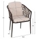 ΠΟΛΥΘΡΟΝΑ ΑΛΟΥΜΙΝΙΟΥ FB96080 ΚΑΦΕ-ΣΥΝΘ.RATTAN ΚΑΦΕ-ΜΠΕΖ ΜΑΞΙΛΑΡΙΑ 58,5x67x86Υεκ - 4τμχ
