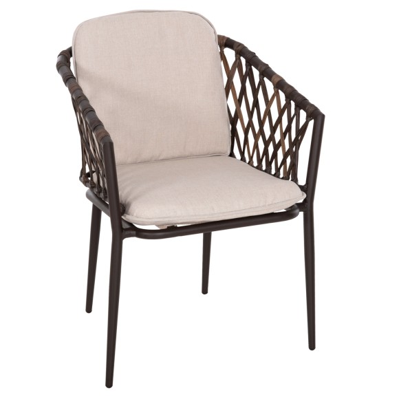ΠΟΛΥΘΡΟΝΑ ΑΛΟΥΜΙΝΙΟΥ FB96080 ΚΑΦΕ-ΣΥΝΘ.RATTAN ΚΑΦΕ-ΜΠΕΖ ΜΑΞΙΛΑΡΙΑ 58,5x67x86Υεκ - 4τμχ