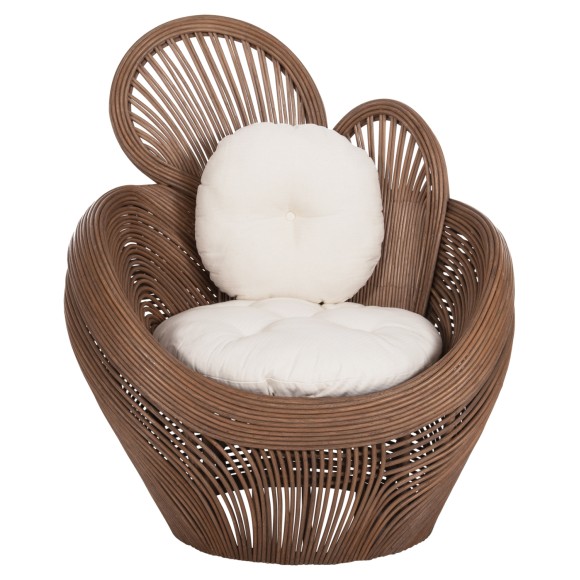 ΠΟΛΥΘΡΟΝΑ FB99883 RATTAN ΚΑΦΕ-ΜΑΞΙΛΑΡΙΑ ΕΚΡΟΥ 100x74x112,5Υεκ.