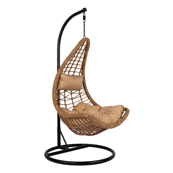 ΚΡΕΜΑΣΤΗ ΠΟΛΥΘΡΟΝΑ ΦΩΛΙΑ FB95676.01 ΜΕ WICKER & ΜΑΞΙΛΑΡΙΑ ΜΠΕΖ-ΜΑΥΡΟ ΜΕΤΑΛΛΟ Φ95Χ195Υ εκ.