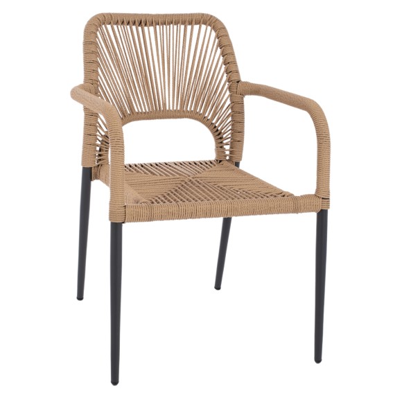 ΠΟΛΥΘΡΟΝΑ ΑΛΟΥΜΙΝΙΟY FB95771.02 ΓΚΡΙ ΜΕ P.E.TWIST RATTAN ΜΠΕΖ 55x63x82Y εκ.