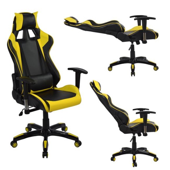 ΠΟΛΥΘΡΟΝΑ GAMING FB91056.11 ΜΑΥΡΟ ΚΙΤΡΙΝΟ PU 67x70x134 εκ.