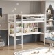 ΠΑΙΔΙΚH KOYKETA ΜΕ ΓΡΑΦΕΙΟ & ΒΙΒΛΙΟΘΗΚΗ FB9708.03 ΞΥΛΟ ΠΕΥΚΟΥ ΛΕΥΚΟ- 90x190εκ