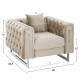 ΠΟΛΥΘΡΟΝΑ τ.CHESTERFIELD FB93261.02 ΚΡΕΜ ΒΕΛΟΥΔΟ-ΜΕΤΑΛΛΙΚΑ ΠΟΔΙΑ 99x86,5x77Υεκ.
