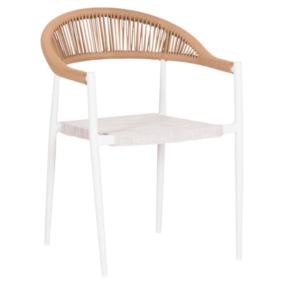 ΠΟΛΥΘΡΟΝΑ FB96284.01 ΑΛΟΥΜΙΝΙΟ & TEXTILENE ΛΕΥΚΟ--P.E.TWISTED RATTAN 55x56x79Υεκ
