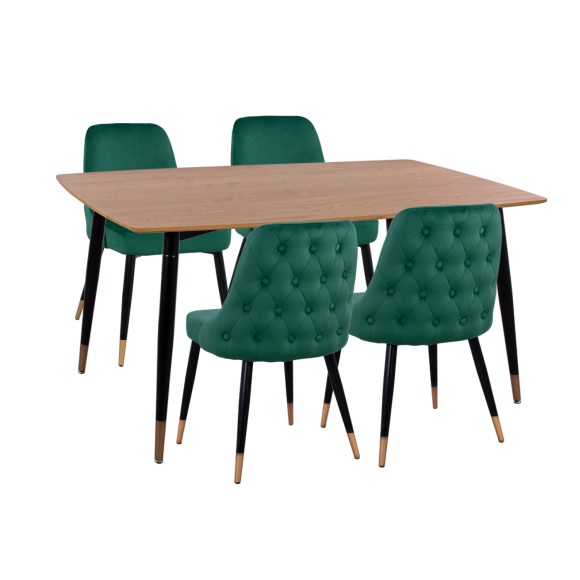 ΣΕΤ ΤΡΑΠΕΖΑΡΙΑΣ 5ΤΜΧ FB911198.03 MDF TOP-ΒΕΛΟΥΔΟ ΚΥΠΑΡΙΣΣΙ & ΜΕΤΑΛΛΟ ΜΑΥΡΟ