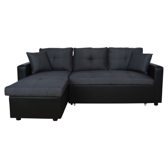 ΚΑΝΑΠΕΣ ΓΩΝΙΑ ΚΡΕΒΑΤΙ 220x146x86Υεκ.FB93028.01 ΓΚΡΙ ΜΕ ΜΑΥΡΟ PU