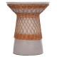 ΒΟΗΘΗΤΙΚΟ ΤΡΑΠΕΖΙ ΣΤΡΟΓΓΥΛΟ DELIA FB918167.03 FIBER CEMENT ΓΚΡΙ & RATTAN Φ40x45Υεκ