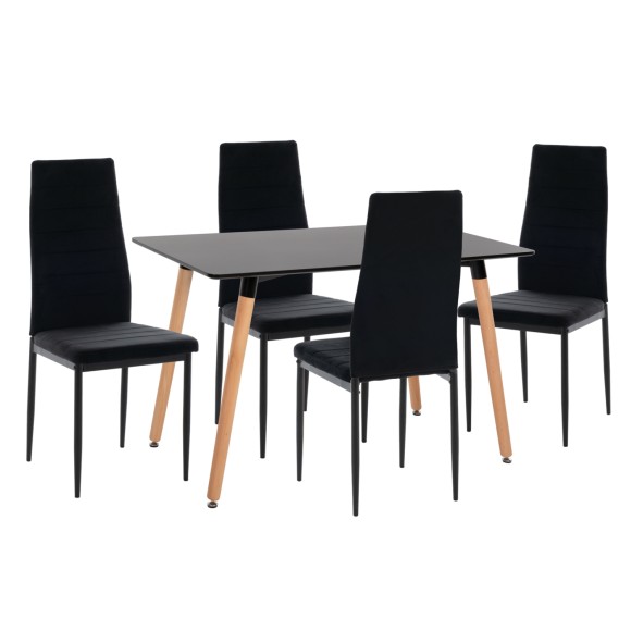 ΣΕΤ ΤΡΑΠΕΖΑΡΙΑΣ 5ΤΜΧ FB921173 MDF TOP ΜΑΥΡΟ-ΒΕΛΟΥΔΟ & ΜΕΤΑΛΛΟ ΜΑΥΡΟ