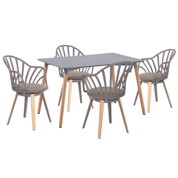 ΣΕΤ ΤΡΑΠΕΖΑΡΙΑΣ 5ΤΜΧ FB921176 MDF TOP ΣΕ ΓΚΡΙ--P.P. & PU ΣΕ ΓΚΡΙ