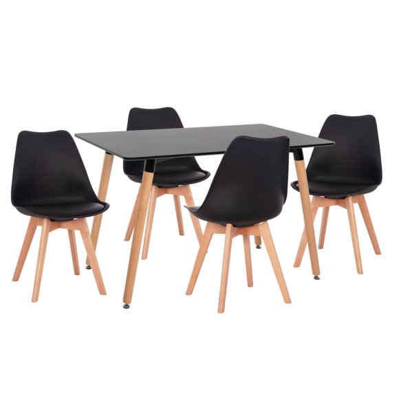 ΣΕΤ ΤΡΑΠΕΖΑΡΙΑΣ 5ΤΜΧ FB921185 MDF TOP ΣΕ ΜΑΥΡΟ--ΠΟΔΙΑ ΟΞΙΑΣ