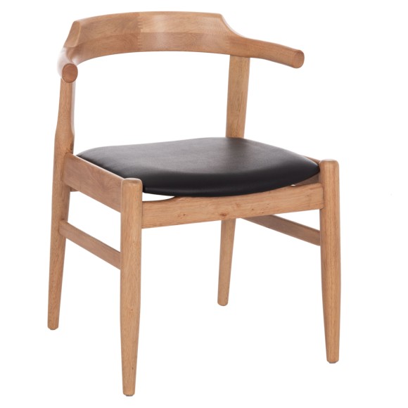 ΠΟΛΥΘΡΟΝΑ FB99946.01 RUBBERWOOD ΣΕ LIGHT OAK & PU ΣΕ ΜΑΥΡΟ 57x53x72Υεκ - 2τμχ