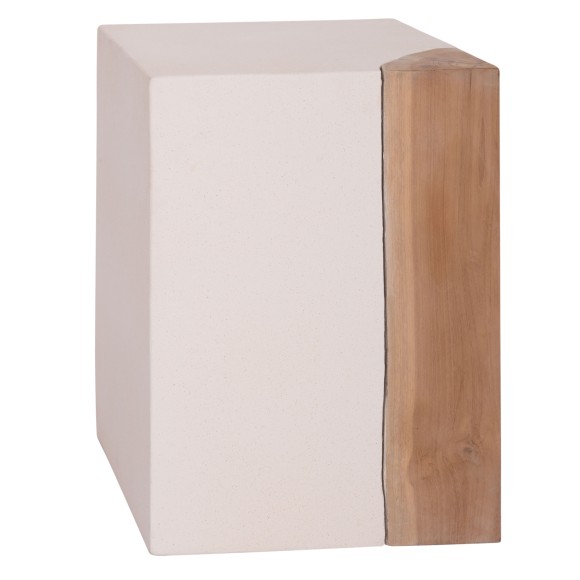 ΒΟΗΘΗΤΙΚΟ ΤΡΑΠΕΖΙ FB918163.02 FIBER CEMENT ΛΕΥΚΟ-ΞΥΛΟ TEAK 32.5x32.5x46Υεκ.