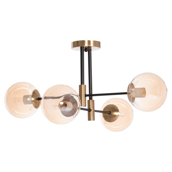 ΦΩΤΙΣΤΙΚΟ ΟΡΟΦΗΣ FB97409.11 ΤΕΤΡΑΦΩΤΟ ΜΑΥΡΟ-ΧΡΥΣΟ 68x68x36Υεκ.