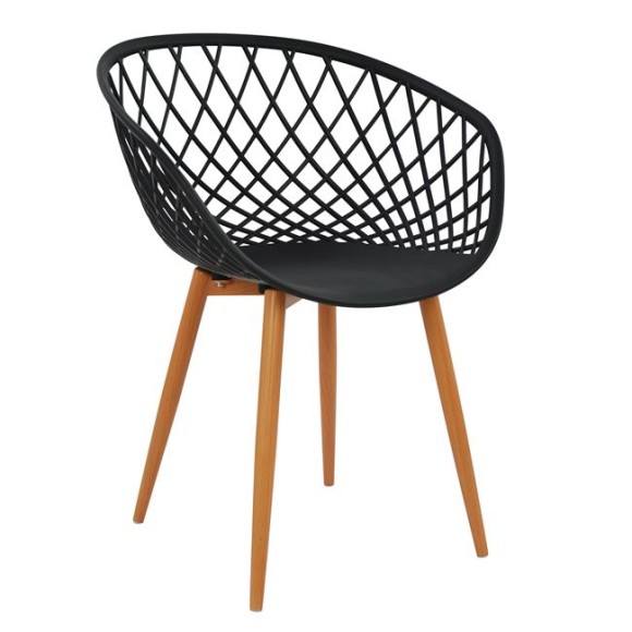 ΠΟΛΥΘΡΟΝΑ ΠΟΛΥΠΡΟΠΥΛΕΝΙΟΥ ΜΑΥΡΗ ΜΕ ΜΕΤΑΛΛΙΚΑ ΠΟΔΙΑ ΑΠΟΜΙΜΗΣΗ ΞΥΛΟΥ FB98001.02 62,5x56x80 εκ. - 4τμχ