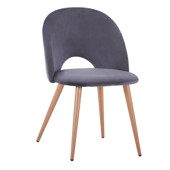 ΚΑΡΕΚΛΑ ΒΕΛΟΥΔΟ ΓΚΡΙ ΚΑΙ ΜΕΤΑΛΛΙΚΑ ΠΟΔΙΑ FB98544.01 52x49,5x77Υ εκ. - 4τμχ