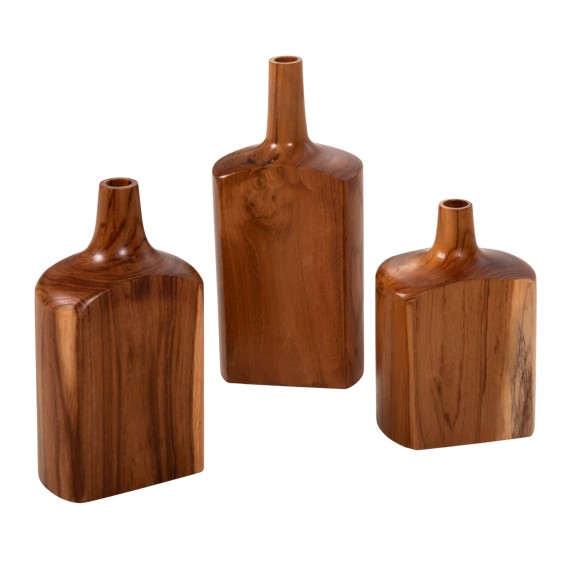 ΔΙΑΚΟΣΜΗΤΙΚA ΜΠΟΥΚΑΛΙΑ ΣΕΤ 3ΤΜΧ FB97716 ΑΠΟ ΜΑΣΙΦ ΞΥΛΟ ΤEAK ΚΑΡΥΔΙ