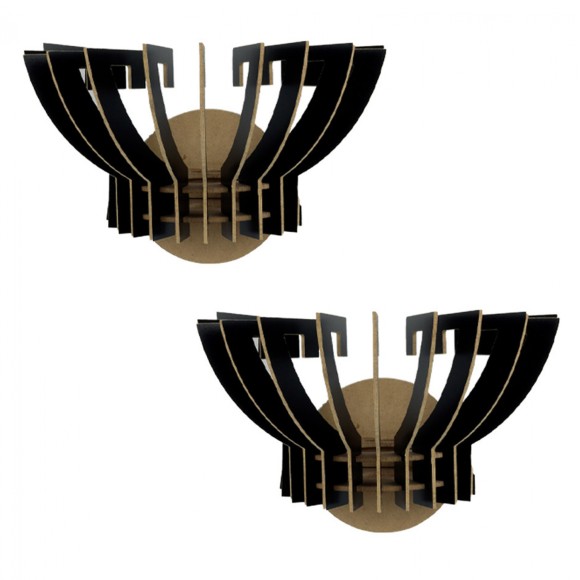 ΣΕΤ ΑΠΛΙΚΕΣ ΤΟΙΧΟΥ 2ΤΜΧ ΞΥΛΙΝΕΣ ΑΠΟ MDF ΜΑΥΡΟ FB97381.03 19,5x16,5x19,5Υ εκ.