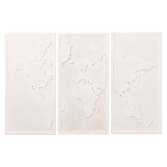 ΠΙΝΑΚΑΣ 3-ΠΤΥΧΟΣ WORLD MAP FB94504 MDF ΣΕ ΥΠΟΛΕΥΚΟ ΧΡΩΜΑ 180x4(πάχος)x120Υεκ.