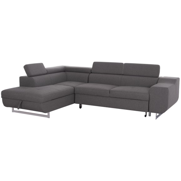 ΓΩΝΙΑΚΟΣ ΚΑΝΑΠΕΣ-ΚΡΕΒΑΤΙ ΜΕ ΑΠΟΘ.ΧΩΡΟ FB93301.01L ΓΚΡΙ ΥΦΑΣΜΑ 285x205x90Υεκ.