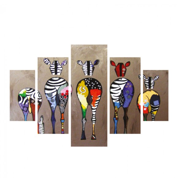 ΠΙΝΑΚΑΣ ΠΕΝΤΑΠΤΥΧΟ MDF COLORFUL ZEBRAS 82Χ56x3 FB97207.03