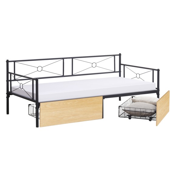 ΚΡΕΒΑΤΙ-ΚΑΝΑΠΕΣ FB921120.02 ΜΑΥΡΟΣ ΜΕΤΑΛ.ΣΚΕΛΕΤΟΣ & SONAMA ΣΥΡΤΑΡΙΑ-190x90εκ.