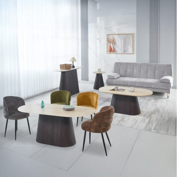 ΣΕΤ 3 ΤΡΑΠΕΖΙΑ & 1 ΚΟΝΣΟΛΑ FB921261 ΚΕΡΑΜΙΚΟ TOP ΟΨΗ ΤΡΑΒΕΡΤΙΝΑΣ-MDF ΒΑΣΗ ΚΑΦΕ