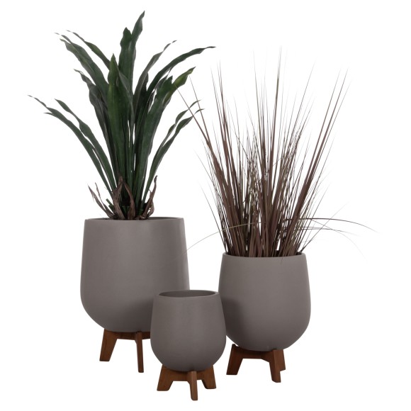 ΣΕΤ 3 ΓΛΑΣΤΡΕΣ ΜΕ TEAK ΒΑΣΕΙΣ FB94681.03 FIBER CEMENT--ΓΚΡΙ