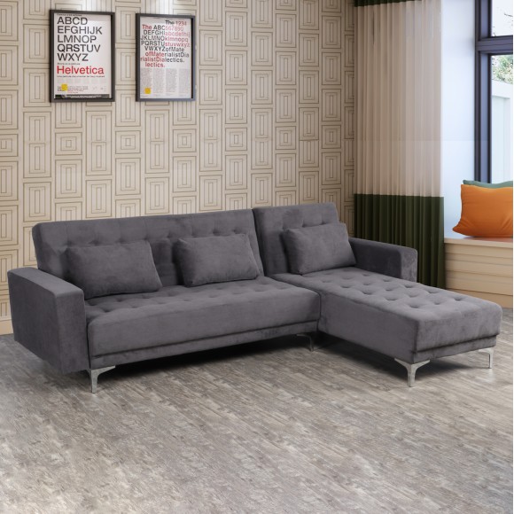 ΚΑΝΑΠΕΣ ΚΡΕΒΑΤΙ ΓΩΝΙΑ ΑΝΑΣΤΡΕΨΙΜΗ  FB93145.02 ΣΕ ΣΚΟΥΡΟ ΓΚΡΙ ΧΡΩΜΑ 244Χ162Χ84Υ εκ.