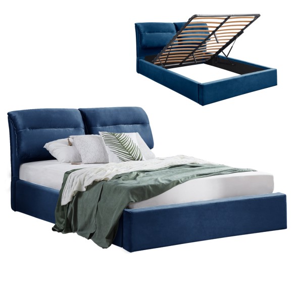 ΚΡΕΒΑΤΙ FB9565.18 ΒΕΛΟΥΔΟ ΜΠΛΕ ΚΑΙ ΑΠΟΘΗΚΕΥΤΙΚΟ ΧΩΡΟ 160x200 εκ.