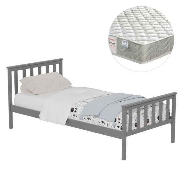 ΚΡΕΒΑΤΙ ΠΑΙΔΙΚΟ ΜΕ ΣΤΡΩΜΑ FB921300.02 ΞΥΛΟ ΠΕΥΚΟΥ ΣΕ ΓΚΡΙ- ΓΙΑ ΣΤΡΩΜΑ 90x190εκ