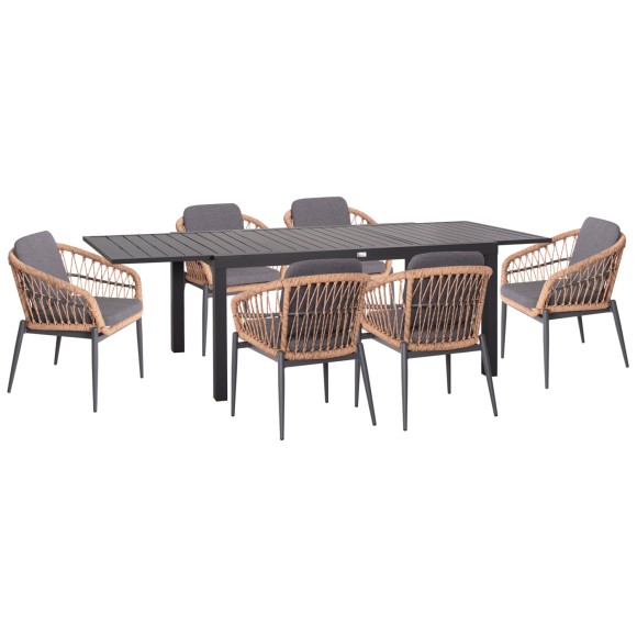 ΣΕΤ ΤΡΑΠΕΖΑΡΙΑΣ ΕΞ.ΧΩΡΟΥ 7ΤΜΧ FB921157 ΣΚΟΥΡΟ ΓΚΡΙ ΑΛΟΥΜΙΝΙΟ--P.E.RATTAN