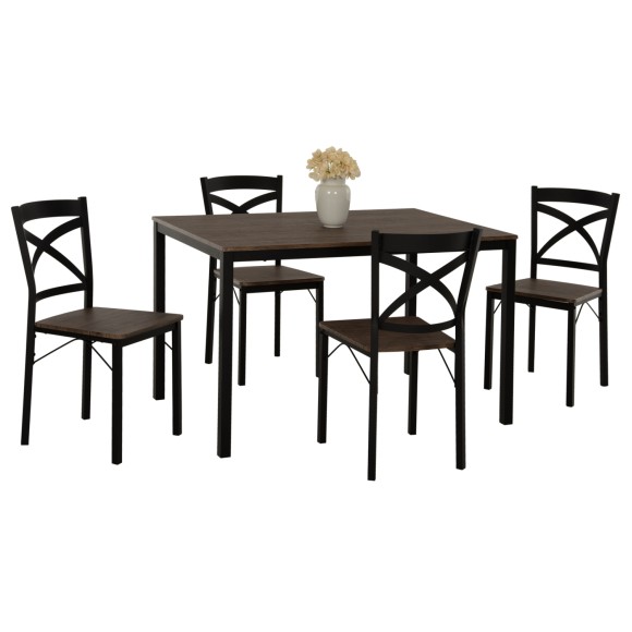 ΣΕΤ ΤΡΑΠΕΖΑΡΙΑΣ 5ΤΜΧ FB99530.01 MDF ΚΑΡΥΔΙ-ΜΕΤΑΛΛΟ ΜΑΥΡΟ 120x80x75Yεκ.