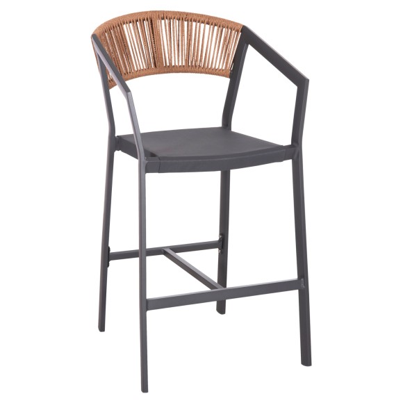 ΣΚΑΜΠΟ ΑΛΟΥΜΙΝΙΟΥ ΑΝΘΡΑΚΙ FB95892.11 ΜΕΣΑΙΟΥ ΥΨΟΥΣ ΜΕ ΜΠΡΑΤΣΑ RATTAN & TEXTLINE 55x56,5x99Yεκ.