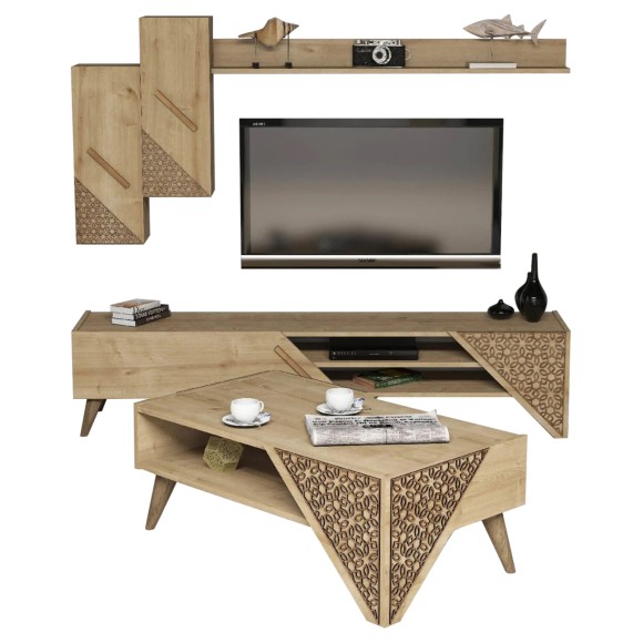 ΣΥΝΘΕΣΗ ΣΑΛΟΝΙΟΥ ΜΕΛΑΜΙΝΗΣ 2 ΤΜΧ ΦΥΣΙΚΟ OAK FB911849.01