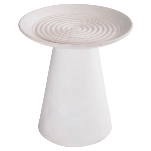 ΒΟΗΘΗΤΙΚΟ ΤΡΑΠΕΖΙ ΣΤΡΟΓΓΥΛΟ FB99708 ΜΑΣΙΦ ΞΥΛΟ MANGO ΣΕ ΛΕΥΚΟ Φ45x48Υεκ.