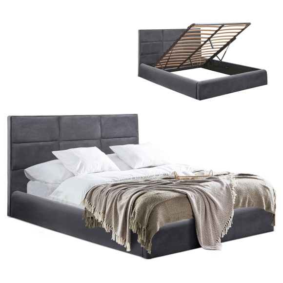 ΚΡΕΒΑΤΙ ΒΕΛΟΥΔΟ ΓΚΡΙ ΜΕ ΑΠΟΘΗΚΕΥΤΙΚΟ ΧΩΡΟ 160x200 εκ FB9583.01