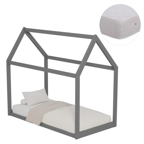 ΚΡΕΒΑΤΙ ΠΑΙΔΙΚΟ ΜΕ ΣΤΡΩΜΑ FB921303.02 ΞΥΛΟ ΠΕΥΚΟΥ ΣΕ ΓΚΡΙ--ΣΤΡΩΜΑ 70x140εκ