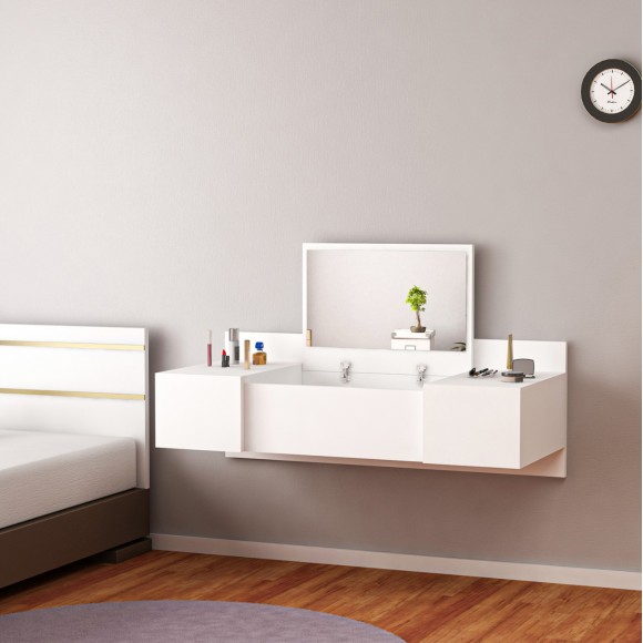 ΚΡΕΜΑΣΤΗ ΤΟΥΑΛΕΤΑ ΜΕ ΚΑΘΡΕΠΤΗ FB98960.11 ΛΕΥΚΗ ΜΕΛΑΜΙΝΗ 100x39x33Y εκ.