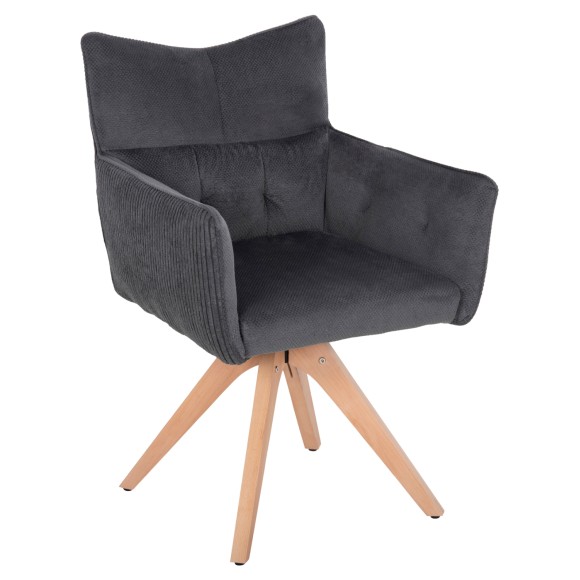 ΠΟΛΥΘΡΟΝΑ ΤΡΑΠΕΖΑΡΙΑΣ FB99843.03 ΓΚΡΙ ΥΦΑΣΜΑ-ΞΥΛΟ ΟΞΙΑΣ ΠΟΔΙΑ 61x57,5x91Υεκ. - 2τμχ